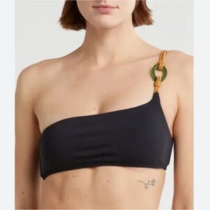 Vix Paula Hermanny Tuani One Shoulder Bikini Top Black S‎